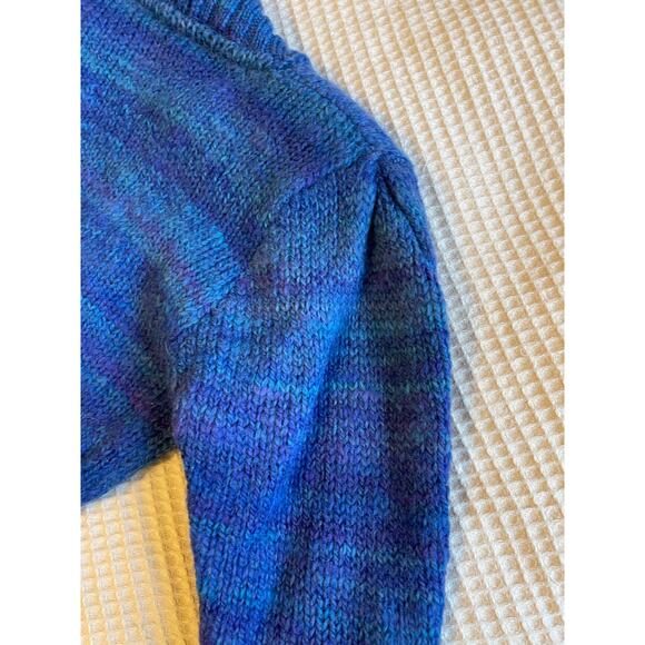 VTG Liz Claiborne Retro Blue Knit Wool Button Up Balloon Sleeve Cardigan Medium - Picture 8 of 13